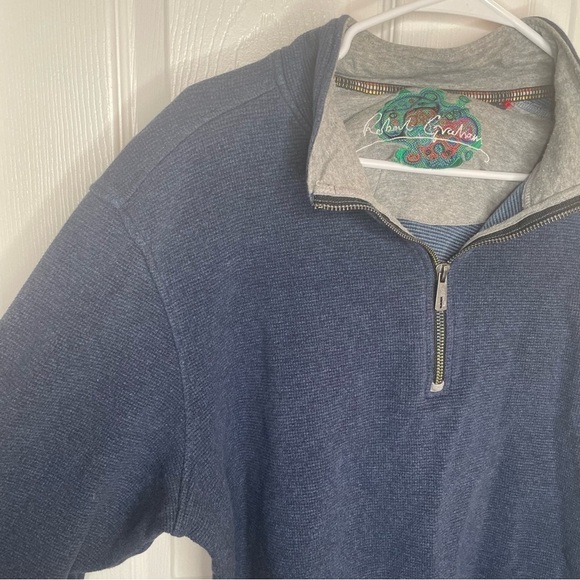 Robert Graham 1/4 Zip Pullover Sweater in Blue L - Picture 5 of 12